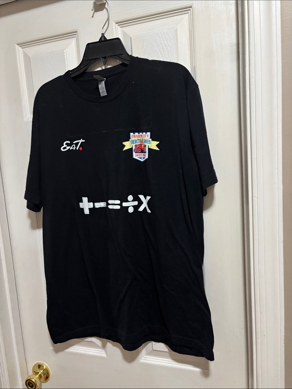 Black Graphic Men’s T-Shirt with Math Symbol Design